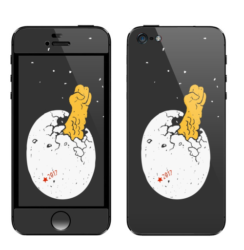 Наклейка на Телефон Apple iPhone 5 Яичко,  купить в Москве – интернет-магазин Allskins, яйца, кулак, курица, петух