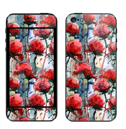 Наклейка на Телефон Apple iPhone 5 Розы,  купить в Москве – интернет-магазин Allskins, графика, иллюстрации, композиция, цветы, фантазия, счастье