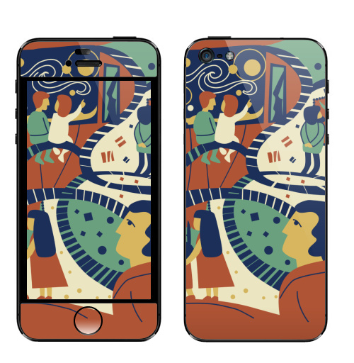 Наклейка на Телефон Apple iPhone 5 Приглашаю в музей,  купить в Москве – интернет-магазин Allskins, сюрреализм, лестницы, абстракция, художник, красное, картины, музей