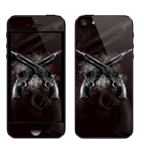 Наклейка на Телефон Apple iPhone 5 Револьверы,  купить в Москве – интернет-магазин Allskins, револьвер, оружие, мужские