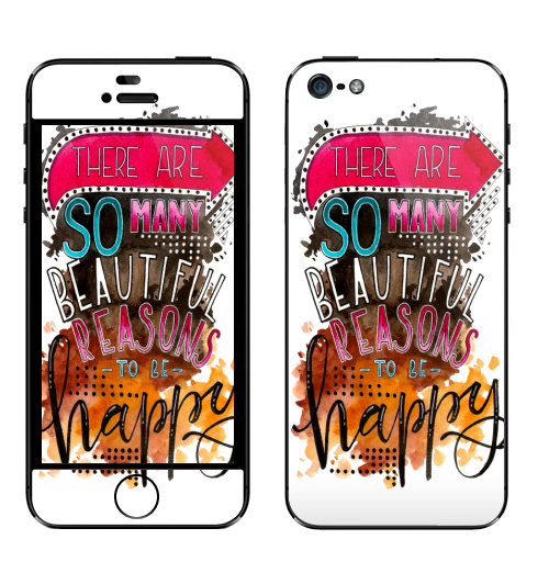 Наклейка на Телефон Apple iPhone 5 Вдохновляющая фраза,  купить в Москве – интернет-магазин Allskins, акварель, типографика, надписи, счастье, фразы, надписи на английском, мотивация