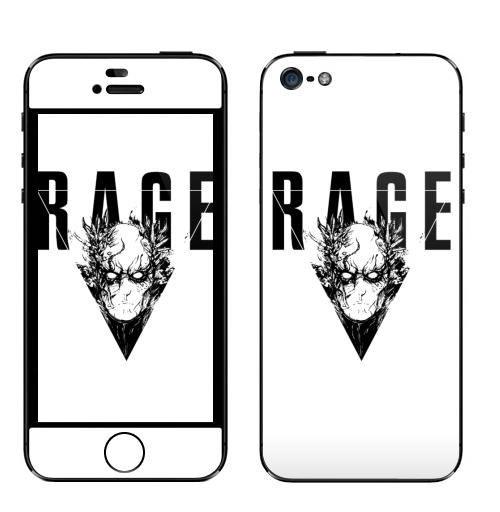 Наклейка на Телефон Apple iPhone 5 Ведомый гневом ЧБ,  купить в Москве – интернет-магазин Allskins, металгир, графика, гики, бигбосс, ярость, гнев, огонь, черно-белое, фанарт