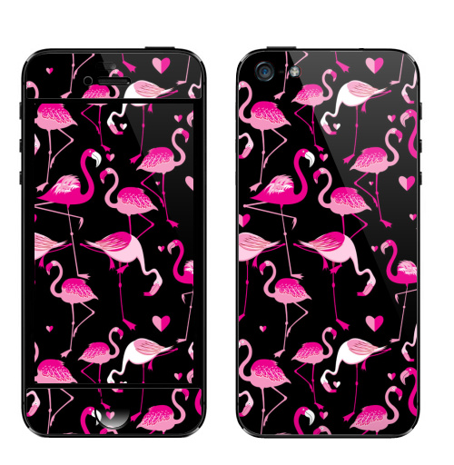 Наклейка на Телефон Apple iPhone 5 Узор розовые фламинго,  купить в Москве – интернет-магазин Allskins, узор, птицы, фламинго, Шаблон, ячрко, бесшовное, паттерн