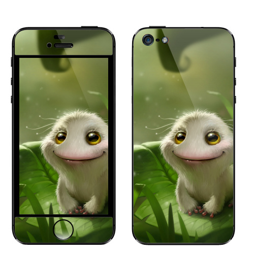Наклейка на Телефон Apple iPhone 5 Лягушка выздоровела,  купить в Москве – интернет-магазин Allskins, милые животные, лягушка, белая, пушистая, животные, глаз, мило, красота, реализм, выздоровела