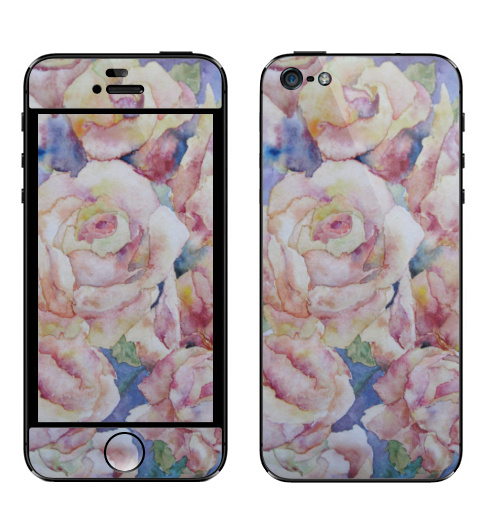 Наклейка на Телефон Apple iPhone 5 Розы. декор три,  купить в Москве – интернет-магазин Allskins, акварель, плакат, цветы, нежно, розовый, пастельные, тона, красота