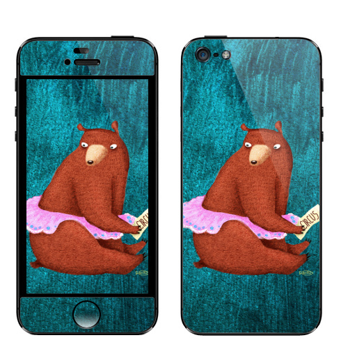 Наклейка на Телефон Apple iPhone 5 Цирковая медведица,  купить в Москве – интернет-магазин Allskins, цирк, медведь, медведица, балет, актер, пачка, клубная, представление, спектакль