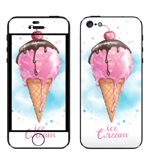 Наклейка на Телефон Apple iPhone 5 Фруктовое мороженко,  купить в Москве – интернет-магазин Allskins, мороженое, розовый, мило, вкусняшки, вкусный, вкуснятина, лето, летний, шоколадный