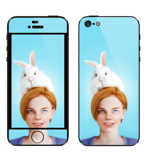 Наклейка на Телефон Apple iPhone 5 Алиса, следуй за белым кроликом,  купить в Москве – интернет-магазин Allskins, Алиса в стране чудес, заяц, белый