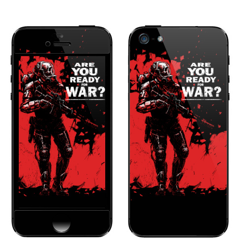 Наклейка на Телефон Apple iPhone 5 Солдат смерти ,  купить в Москве – интернет-магазин Allskins, военные, солдаты, оружие, красный, черный, смерть, череп