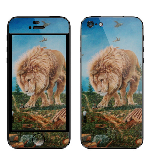 Наклейка на Телефон Apple iPhone 5 Зависла в фотошопе,  купить в Москве – интернет-магазин Allskins, девушка, лев, черепахи, водоем, Архитектура, природа