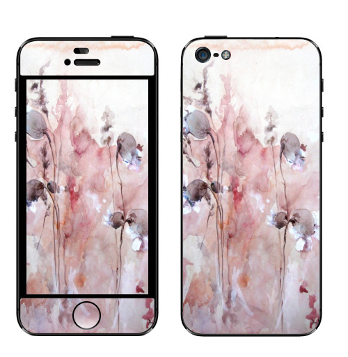 Наклейка на Телефон Apple iPhone 5 Осенние цветы,  купить в Москве – интернет-магазин Allskins, цветокакварель, розовый, цветы, акварель, природа, рисунки, оригинально, нежно