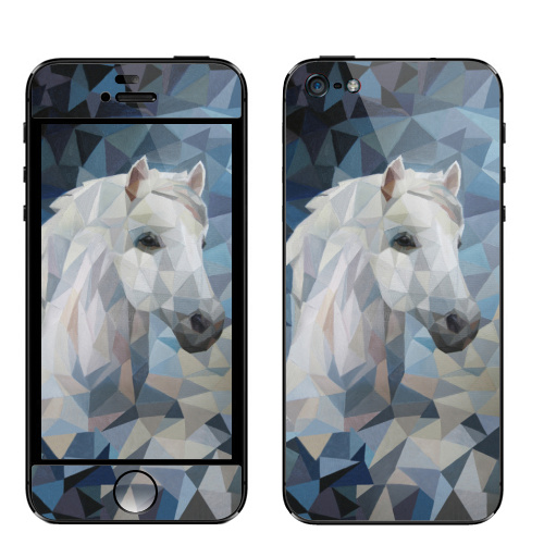 Наклейка на Телефон Apple iPhone 5 Белая_Лошадь,  купить в Москве – интернет-магазин Allskins, лошадь, белая, белаялошадь, полигональный, полигональная_лошадь, геометрия, абстрация, современный