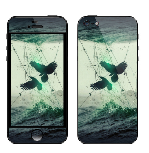 Наклейка на Телефон Apple iPhone 5 Концепт арт абстракция,  купить в Москве – интернет-магазин Allskins, ворона, абстракция, концепт, цифровая, живопись, блики, движение, мода, брызги