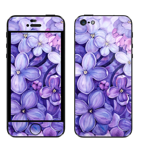 Наклейка на Телефон Apple iPhone 5 Акварельная Сирень,  купить в Москве – интернет-магазин Allskins, сиреневый, сирень, сиренево, сиреневая, цветы, lilac, фиолетовый, цветущая