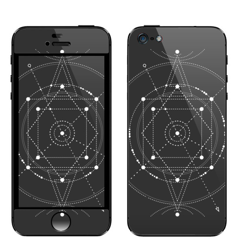 Наклейка на Телефон Apple iPhone 5 Тайный код мироздания,  купить в Москве – интернет-магазин Allskins, черно-белое, духовность, секрет, дух, геометрия, сакральное, fashionillustration