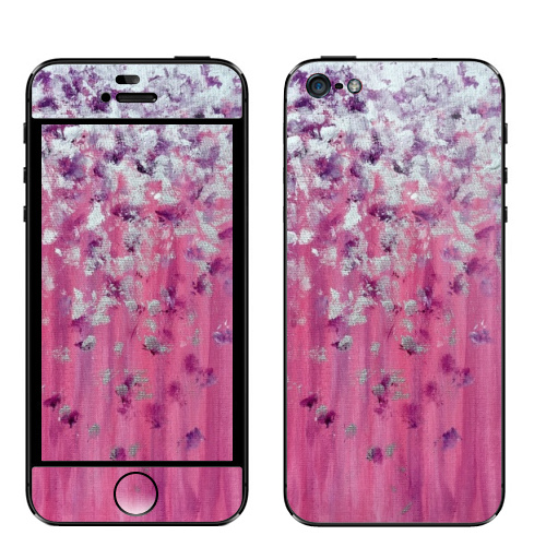 Наклейка на Телефон Apple iPhone 5 Цвет настроения розовый,  купить в Москве – интернет-магазин Allskins, женский, розовый, 8 марта, женственно, серебро, серебряные, фиолетовый, живопись, акрил