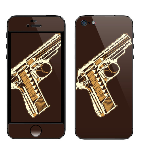 Наклейка на Телефон Apple iPhone 5 Gun,  купить в Москве – интернет-магазин Allskins, мужик, военные, оружие, карандаш, 300 Лучших работ
