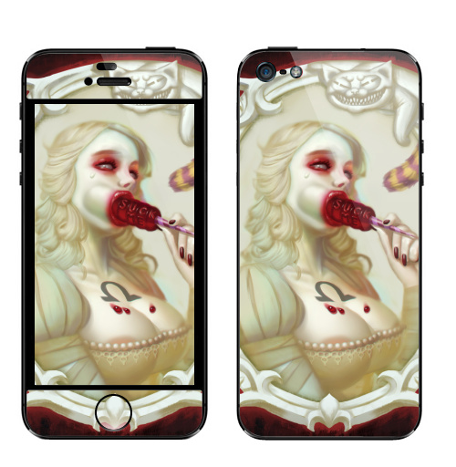 Наклейка на Телефон Apple iPhone 5 Alice,  купить в Москве – интернет-магазин Allskins, Алиса в стране чудес, крипота, suck, белый, white, болезненный, девушка