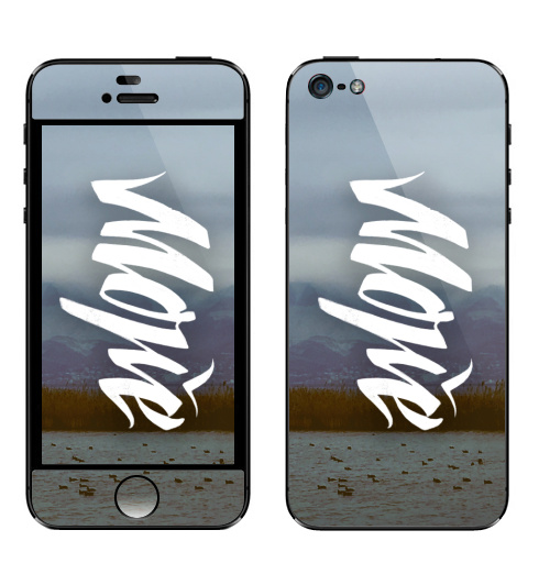 Наклейка на Телефон Apple iPhone 5 Море леттеринг,  купить в Москве – интернет-магазин Allskins, черно-белое, леттериннг, надписи, морская, каллиграфия