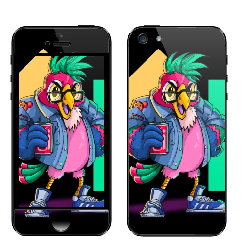 Наклейка на Телефон Apple iPhone 5 Попугай Кешью,  купить в Москве – интернет-магазин Allskins, милые животные, персонажи, птицы, кеды, хулиган, мультфильмы