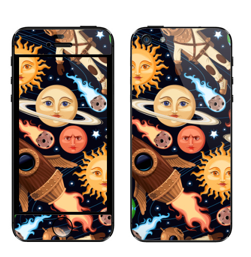 Наклейка на Телефон Apple iPhone 5 Ретропланеты,  купить в Москве – интернет-магазин Allskins, космос, паттерн, астрономия, небо, звезда, звездноенебо