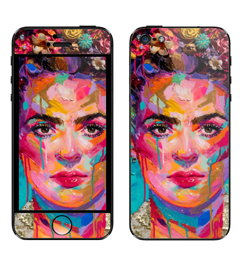 Наклейка на Телефон Apple iPhone 5 Художница Фрида,  купить в Москве – интернет-магазин Allskins, фрида, кало, Мексика, художница, цветы, красота, образ, плакат, лицо
