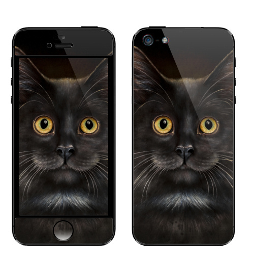 Наклейка на Телефон Apple iPhone 5 Желтоглазый кот,  купить в Москве – интернет-магазин Allskins, милые животные, животные, усы, кошка, глаз