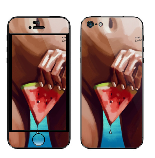 Наклейка на Телефон Apple iPhone 5 Сочное лето,  купить в Москве – интернет-магазин Allskins, секс, лето, морская, арбуз, сочно, яркий