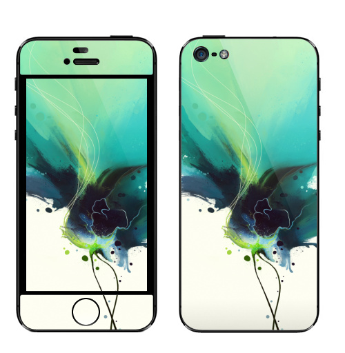 Наклейка на Телефон Apple iPhone 5 Абстрактное растение,  купить в Москве – интернет-магазин Allskins, абстракция, лес, флора, искусство, рисунки, акварель, брызги, краски, цветы