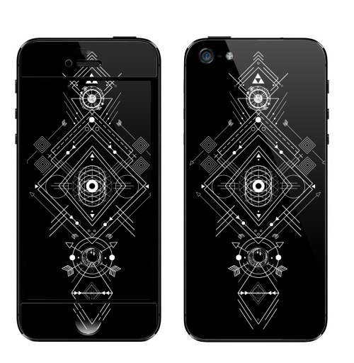 Наклейка на Телефон Apple iPhone 5 Мистическая геометрия,  купить в Москве – интернет-магазин Allskins, монохром, мистический, геометрический, геометрия, фигуры