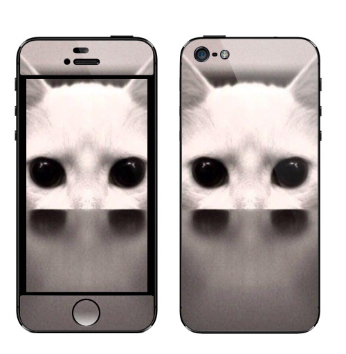 Наклейка на Телефон Apple iPhone 5 Сквозь...,  купить в Москве – интернет-магазин Allskins, черно-белый, киса, кошка, глаз, фотография