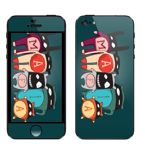 Наклейка на Телефон Apple iPhone 5 The mafia,  купить в Москве – интернет-магазин Allskins, семейные, желтый, голубой, черный, детские, маска, мафия, монстры, 300 Лучших работ, милые животные