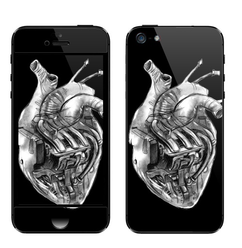 Наклейка на Телефон Apple iPhone 5 Двигатель,  купить в Москве – интернет-магазин Allskins, мотор, двигатель, ваз, черно-белое, механика, автомеханик, сердце