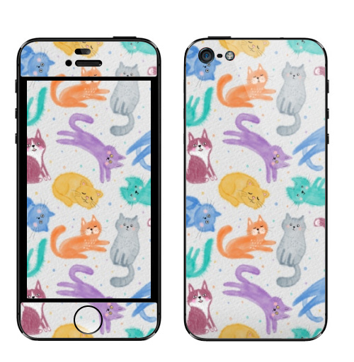 Наклейка на Телефон Apple iPhone 5 Много котиков не бывает,  купить в Москве – интернет-магазин Allskins, кошка, котухи, паттерн, котята