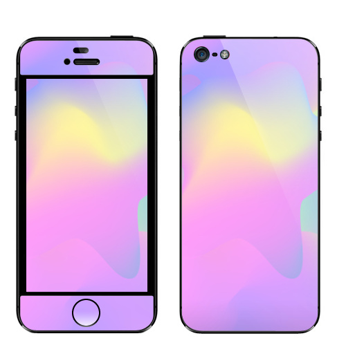 Наклейка на Телефон Apple iPhone 5 Неоновый нежный,  купить в Москве – интернет-магазин Allskins, психоделика, неоновый, неон, светящийся, солнце, эффект, эффектный, звезда, разноцветное, размытй, сиреневый, голубой, розовый, желтый, фиолетовый, 60-e, 70-e, градиант, мэш