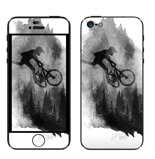 Наклейка на Телефон Apple iPhone 5 Чернильный Райдер,  купить в Москве – интернет-магазин Allskins, горный велосипед, велосипед, мтб, ездить, горы, езда на велосипеде, байкер, bmx, лес, спорт, фрирайд, поездка, занятие спортом, минимализм