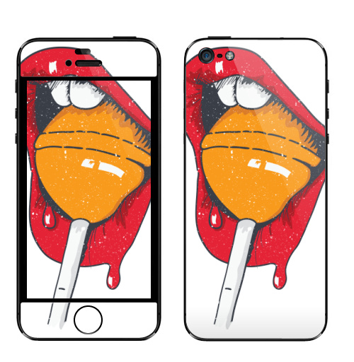 Наклейка на Телефон Apple iPhone 5 Чупа,  купить в Москве – интернет-магазин Allskins, стритарт, чупачупс, иллюстрацияпринт, конфеты, лицо, соблазнение, красный, рисунки, сладости, дерзкий, панк, стрит, скейтерская