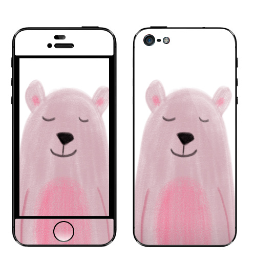 Наклейка на Телефон Apple iPhone 5 Розовый медведь,  купить в Москве – интернет-магазин Allskins, медведь