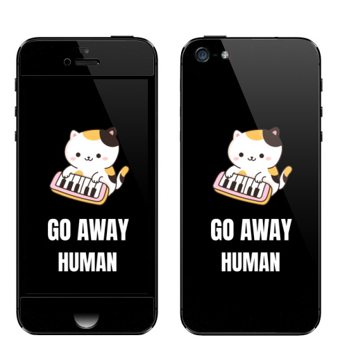 Наклейка на Телефон Apple iPhone 5 Уходи человечишко,  купить в Москве – интернет-магазин Allskins, цинизм, котята, прикол, человек, мило, любовь, улыбка, животные
