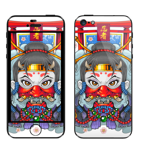 Наклейка на Телефон Apple iPhone 5 Девушка ниндзя,  купить в Москве – интернет-магазин Allskins, мистика, ниндзя, ассасин, они, демоны, азия, shinobi, Япония, манга, девушка, мифология