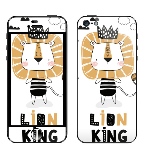 Наклейка на Телефон Apple iPhone 5 Король Лев - Принтериум,  купить в Москве – интернет-магазин Allskins, лев, король, мультфильмы, детские, мило, корона, джунглей, safari, lion