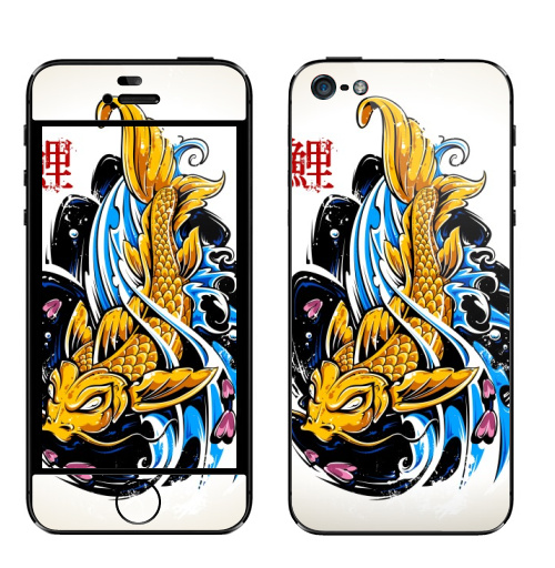 Наклейка на Телефон Apple iPhone 5 Золотая мифологическая рыбка,  купить в Москве – интернет-магазин Allskins, стритарт, рыба, золото, Золотая, золотая рыбка, мифология