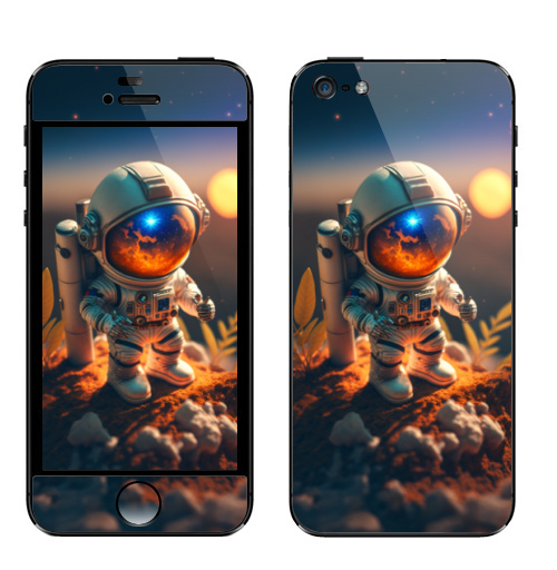 Наклейка на Телефон Apple iPhone 5 Уильям Вон фотореалистичная фотография астронавта,  купить в Москве – интернет-магазин Allskins, классика, иллюстрацияпринт, астронавт, читатель