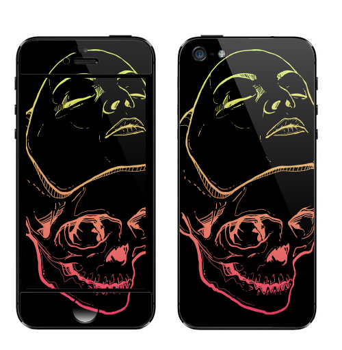 Наклейка на Телефон Apple iPhone 5 Маска и череп,  купить в Москве – интернет-магазин Allskins, лицо, череп, маска, голова