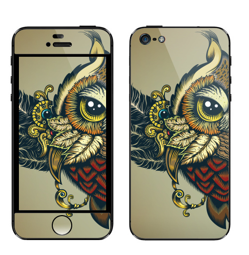Наклейка на Телефон Apple iPhone 5 Совуха,  купить в Москве – интернет-магазин Allskins, милые животные, 300 Лучших работ, сова, птицы, королева, цвет
