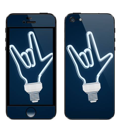 Наклейка на Телефон Apple iPhone 5 Рок-лампочка,  купить в Москве – интернет-магазин Allskins, rock, ламп, черно-белое, лампа, овцы, музыка