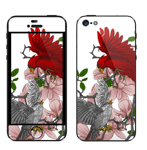 Наклейка на Телефон Apple iPhone 5 Fight!,  купить в Москве – интернет-магазин Allskins, цветы, любовь, птицы, для влюбленных