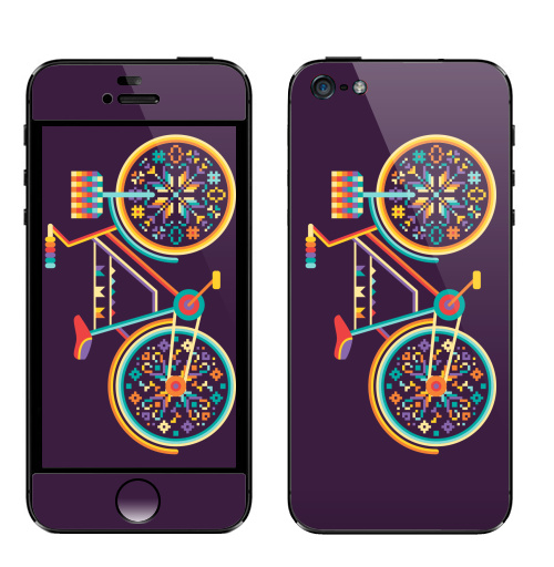 Наклейка на Телефон Apple iPhone 5 Hippie Bike,  купить в Москве – интернет-магазин Allskins, велосипед, хиппи, женские