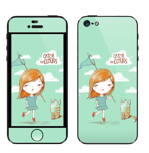 Наклейка на Телефон Apple iPhone 5 Ловить облака,  купить в Москве – интернет-магазин Allskins, позитив, лето, детские