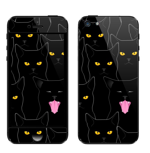 Наклейка на Телефон Apple iPhone 5 Котики detected,  купить в Москве – интернет-магазин Allskins, кошка, глаз, графика, улыбка, животные, 300 Лучших работ